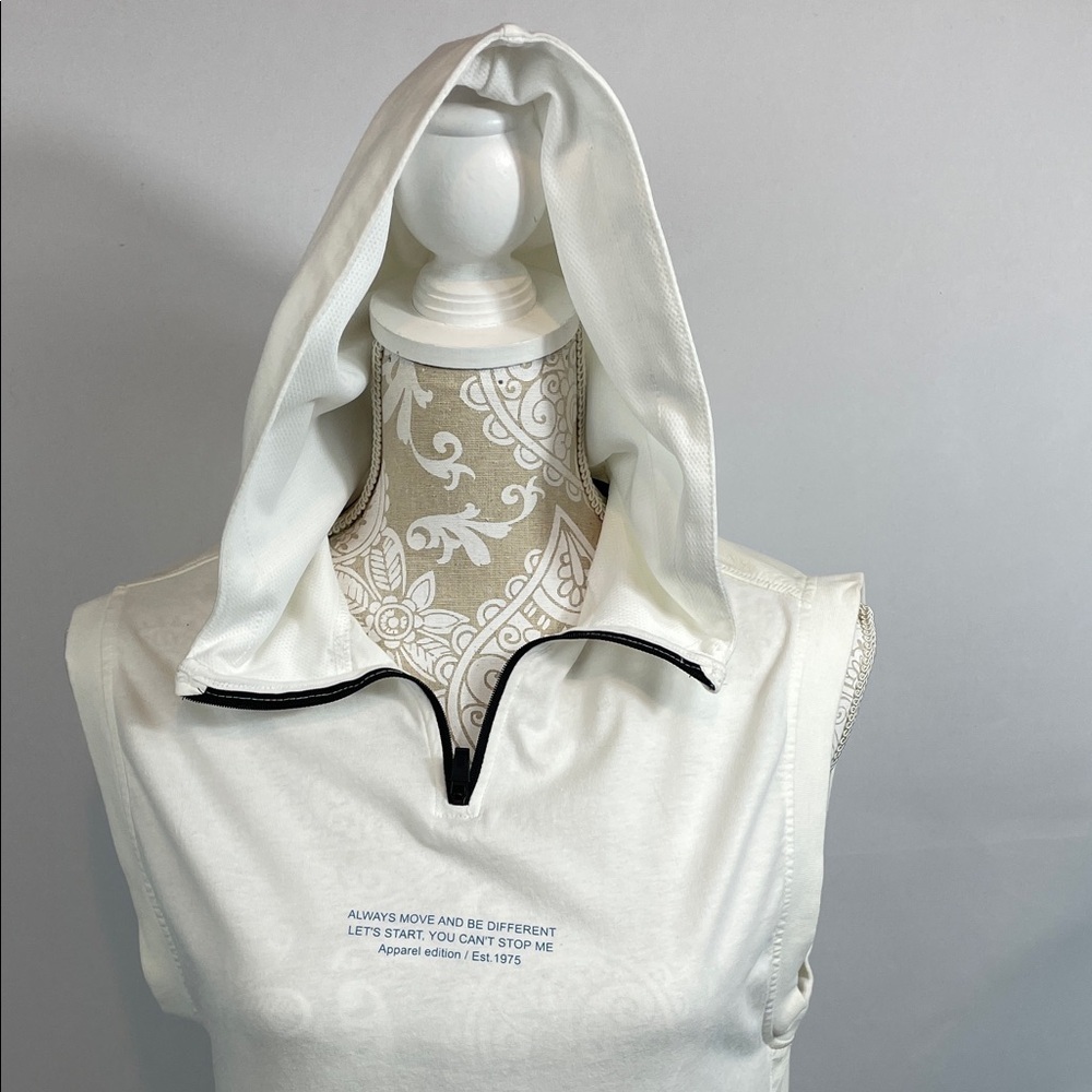 Zara White Sleeveless Hoodie size 10 cream color - Picture 2 of 6